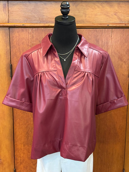 Glam Faux Leather Swing Top Cropped