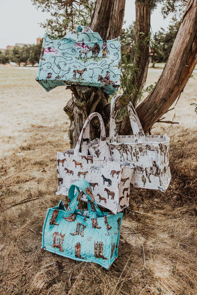 Meadow Herd Linen Quilted Tote Bag