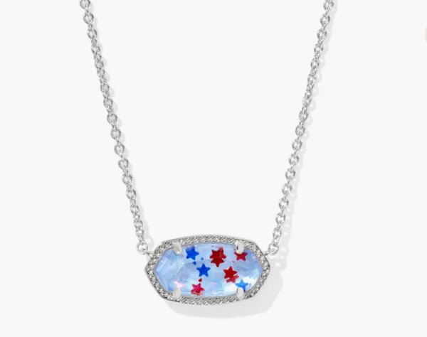 Kendra Scott Red White & Blue Elisa Necklace in Gold & Silver