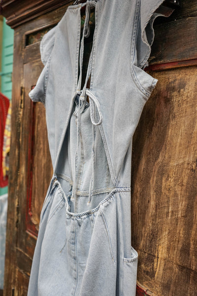 Ruffle Denim Jumpsuit