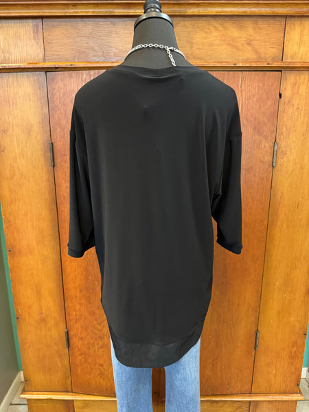 Joseph Ribkoff Knit High Low Mixed Media Top