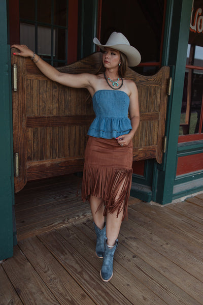 Emma Jane Bootie in Washed Denim