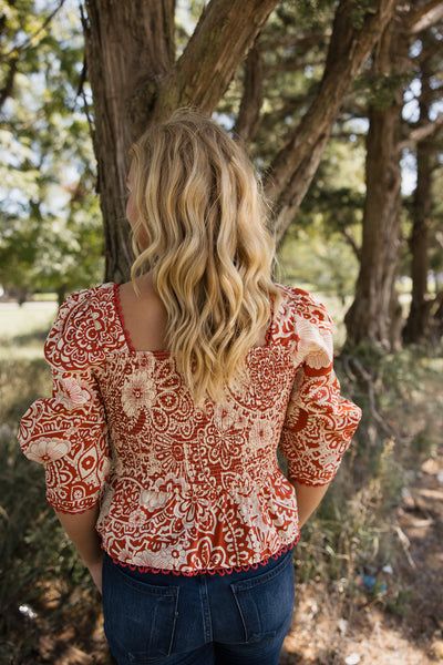 &Merci Scallop Lace Trim Top