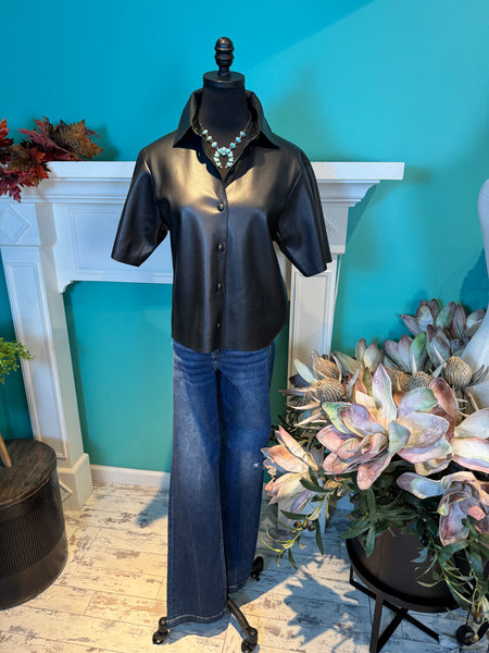 EE:Some Faux Leather Cropped Top