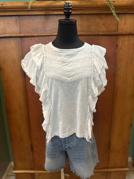Ruffle Trim Tee Shirt