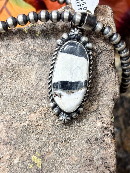 Oval White Buffalo Pendant