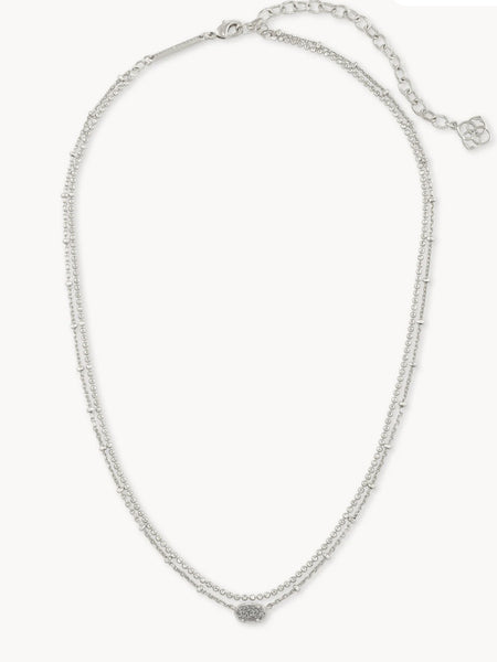 Kendra Scott Emilie Silver Multi Strand Necklace in Platinum Drusy