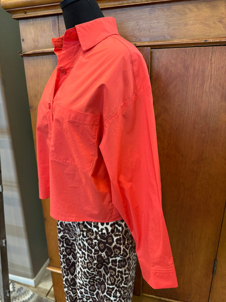 Esqualo Cropped Blouse w/Folded Cuff