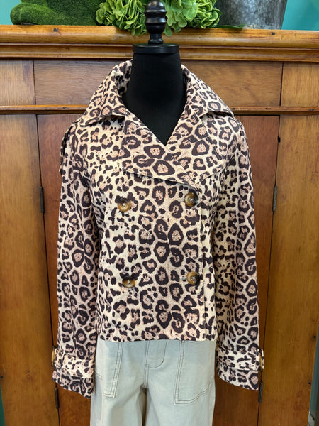 Esqualo Short Trench Jacket Leopard