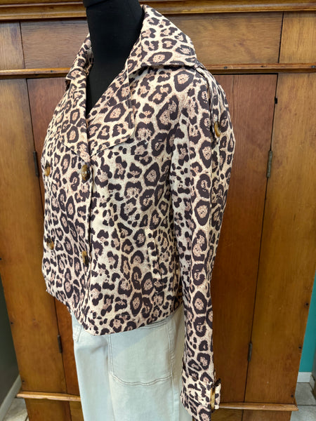 Esqualo Short Trench Jacket Leopard