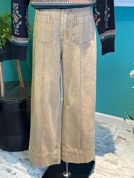 Entro Wide/Cuff Seaming Details Denim Pant