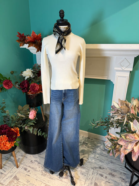 Umgee Ribbed T-Neck Sweater