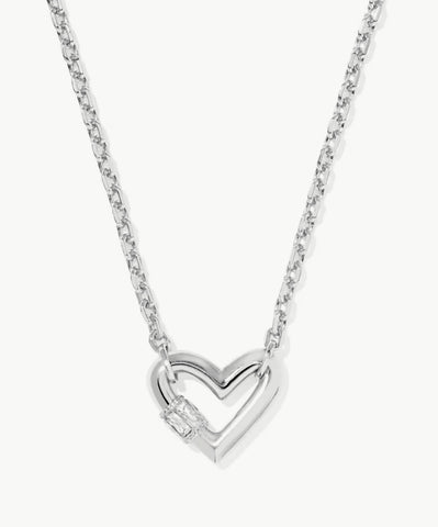 Kendra Scott Emery Heart Silver Short Pendant Necklace