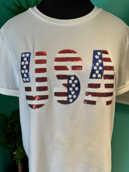 USA Flag Sequin Tee
