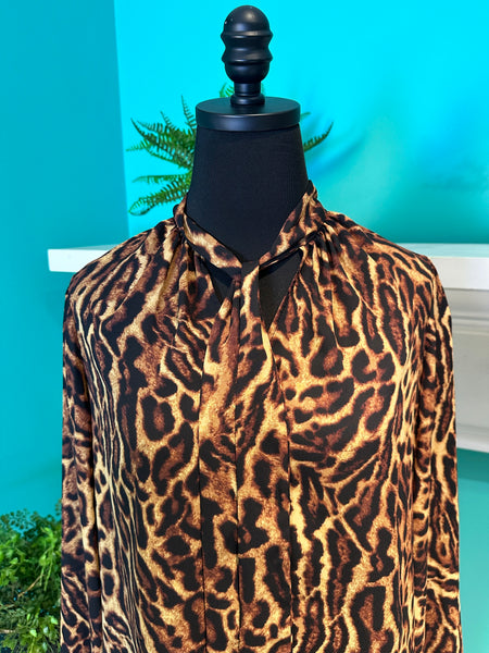 Joseph Ribkoff Leopard Tie Front Top