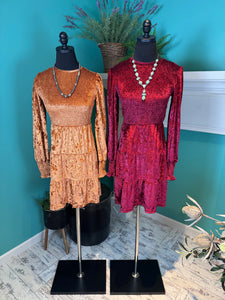 Rosa Clothing Velvet Ruffled Dress