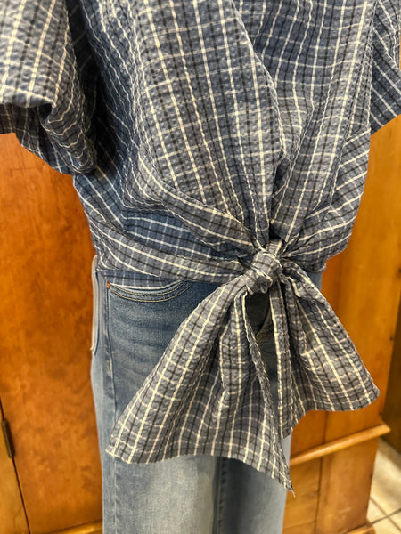 The Plaid Tie Front Top