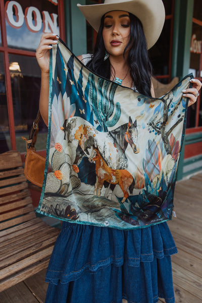 Fringe Scarves- Blue Melodies