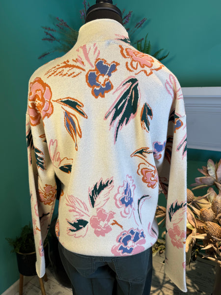 FDJ Mock Neck Floral Sweater