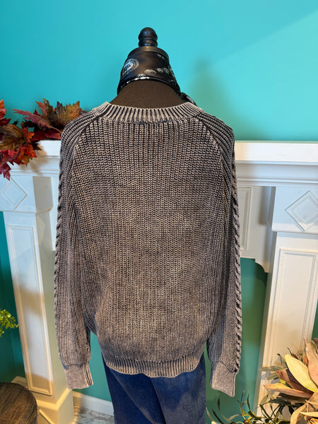 Mystree Washed Cable Knit Sweater