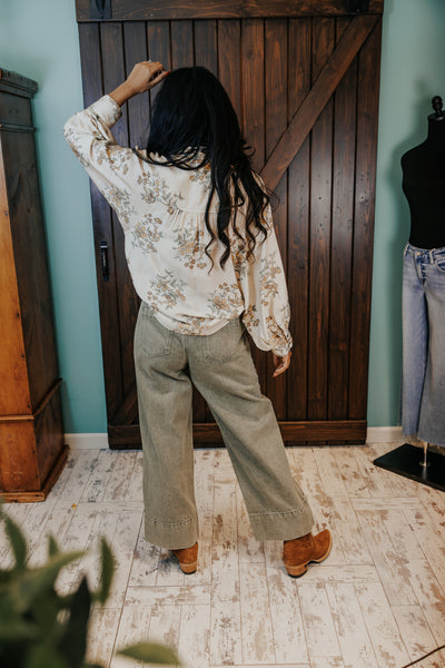 Entro Wide/Cuff Seaming Details Denim Pant