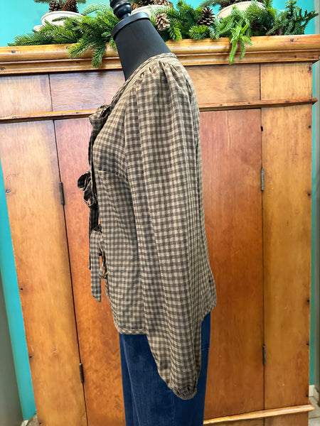 Howdy Hanny Tie Front Gingham Top