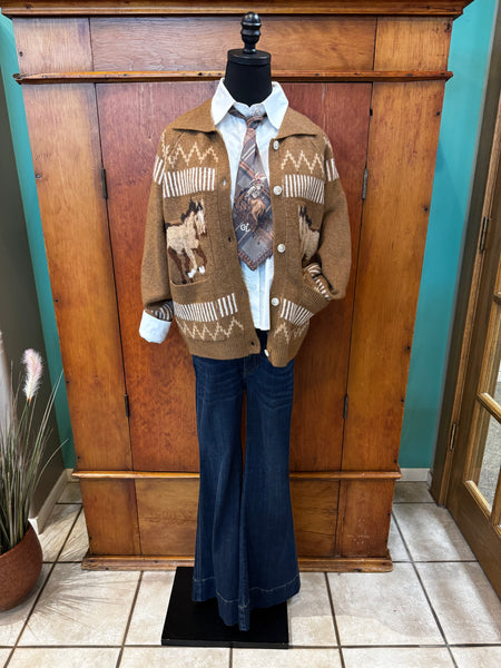 Western Theme Cardigan Sweater