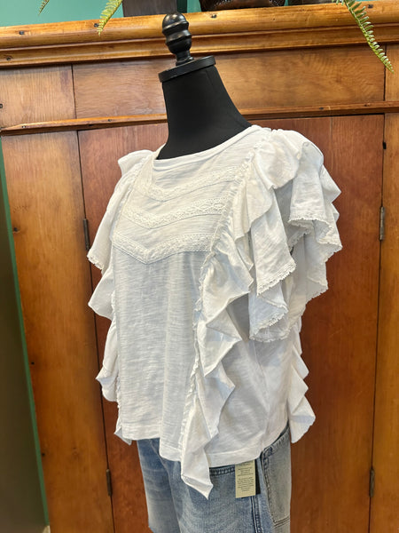 Ruffle Trim Tee Shirt