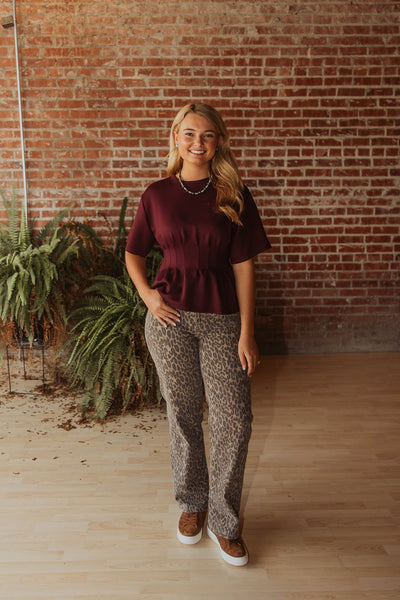 High Rise Straight Leopard Jean