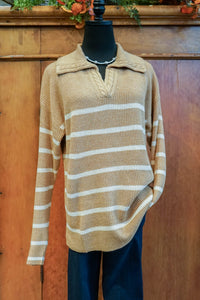 FDJ Collared Stripe Sweater