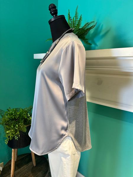 Lysse Aline Crewneck Mixed Media Top