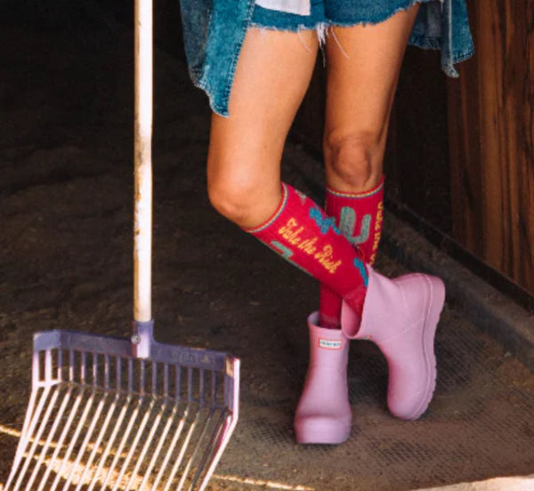 Lucky Chuck Take The Risk Socks in Pink & Turquoise