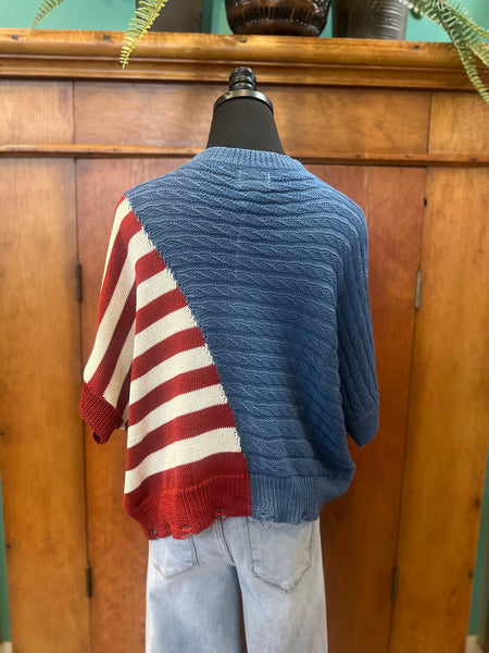 4th of July Rib Star Patch Knit Top
