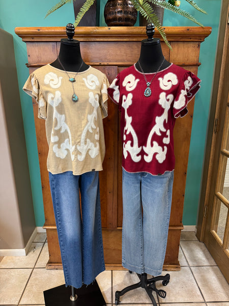 Ruffle Top with Contrast Patch