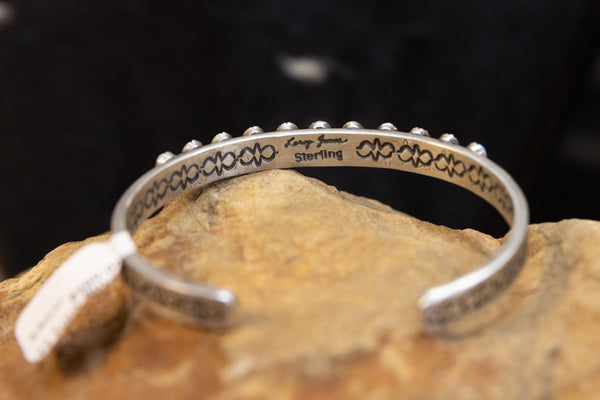 ALZ 11 Stone Turquoise Stacker Cuff Bracelet