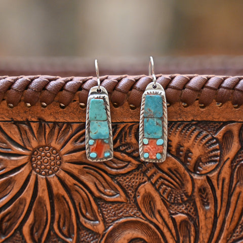 Peyote Bird Charlie Favour Turquoise & Spiny Oyster Earring