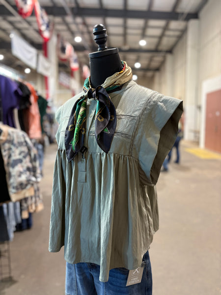 Drop Shoulder Button Top