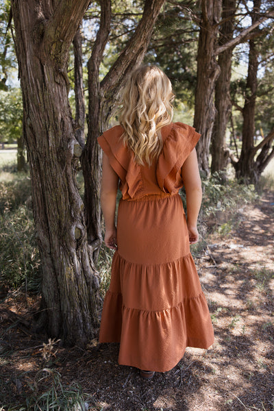 THML Flutter Sleeve Textured Dress