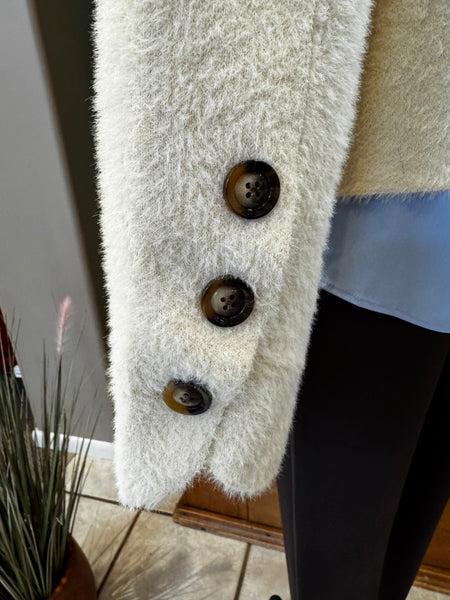 Collarless Knit Jacket