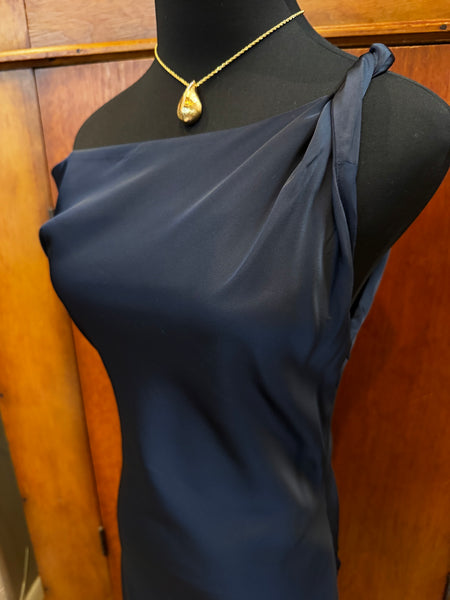 One Shoulder Satin Maxi Dress