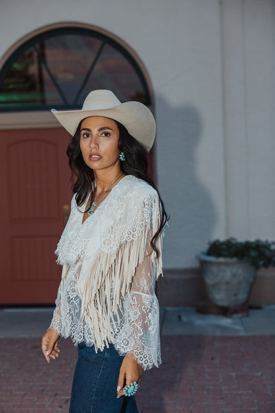 Dusty Trail Lace Cape Blouse