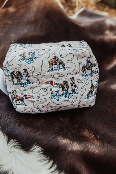 Sierra Cowgirl Brown Quilted Large Makeup Bag