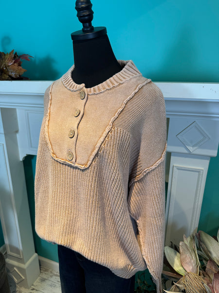 EE:Some Half Button Pullover Sweater