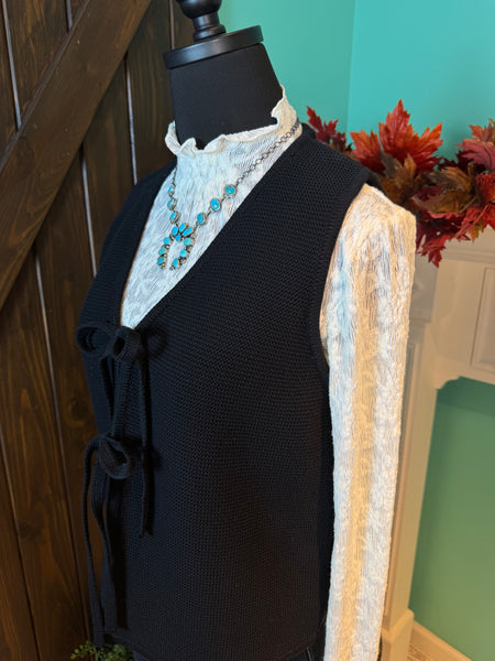 Vanilla Monkey Tie Front Sweater Vest Top
