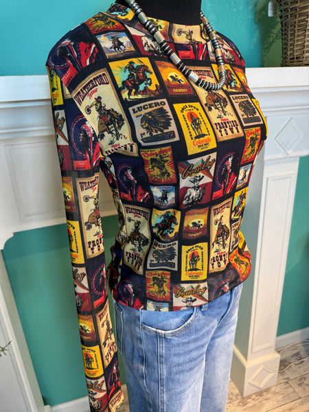 L&B Collage Stamp Mesh Top