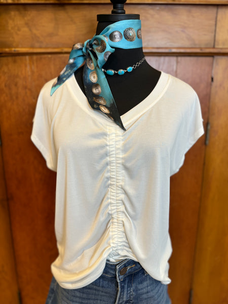 Ruched Tie Front T-Shirt