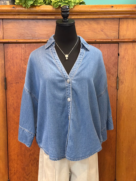 Ee:Some Button Down Front Denim Top