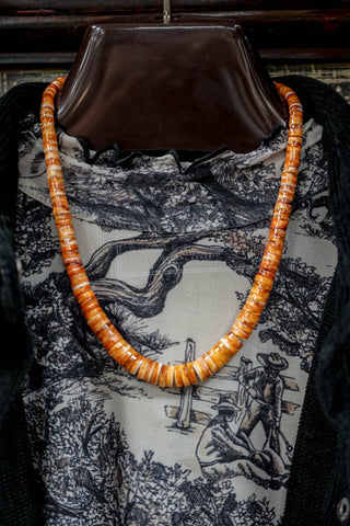 Graduated Orange Spiny Oyster Necklace