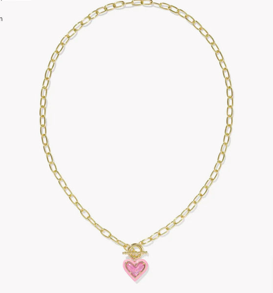 Kendra Scott Ari Heart Gold Enamel in Pink & MOP