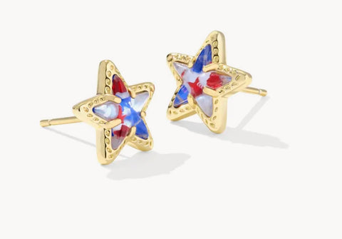 Kendra Scott Cassidy Star Earrings in Red White & Blue Illusion
